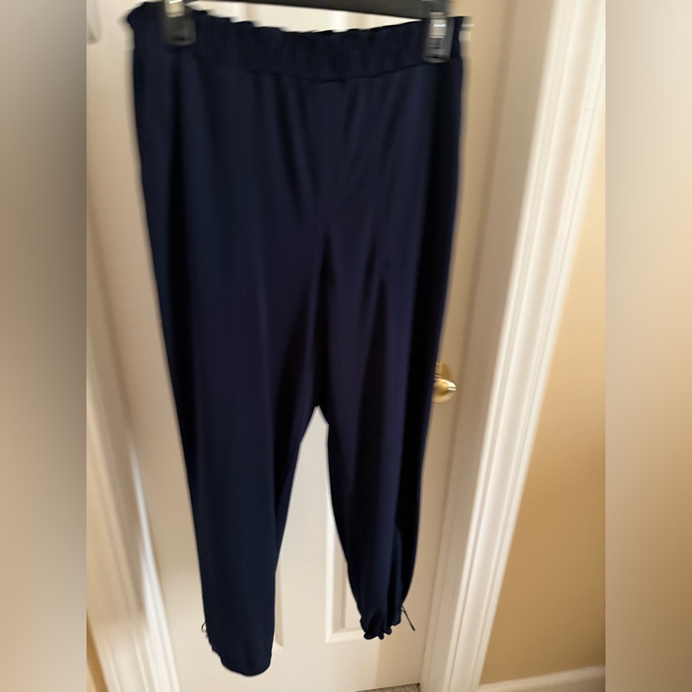 Susan Graver Liquid Knit Pull-On Navy Blue Size XS Joggers EUC